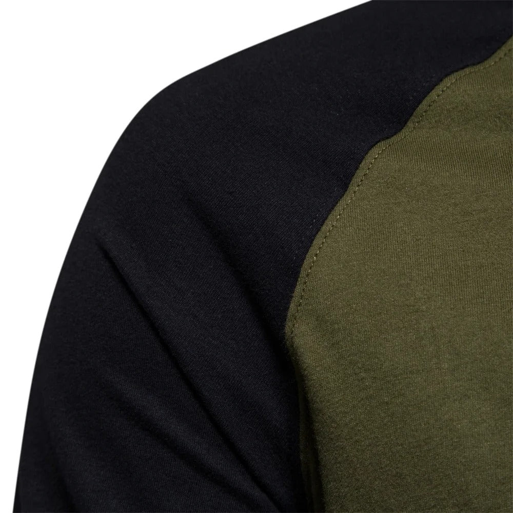 Langermet Patchwork T-skjorte for Menn – Unik Stil