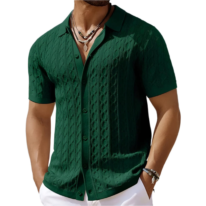 Menns Retro Jacquardstrikket Polo – Klassisk Stil og Komfort