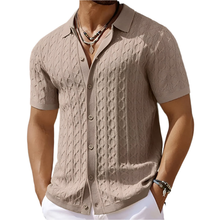 Menns Retro Jacquardstrikket Polo – Klassisk Stil og Komfort