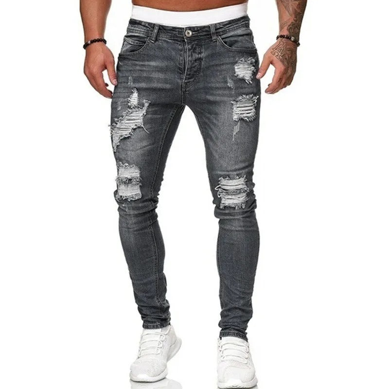 Menns Rippede Skinny Jeans: Komfortabel Street Style