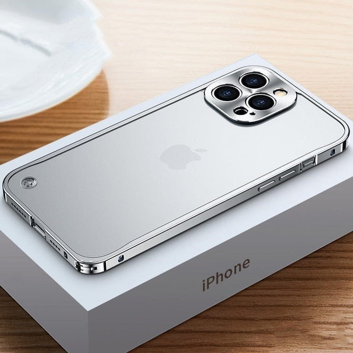 Minimalistisk aluminiumsramme til iPhone med støtbeskyttelse
