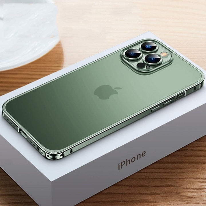 Minimalistisk aluminiumsramme til iPhone med støtbeskyttelse