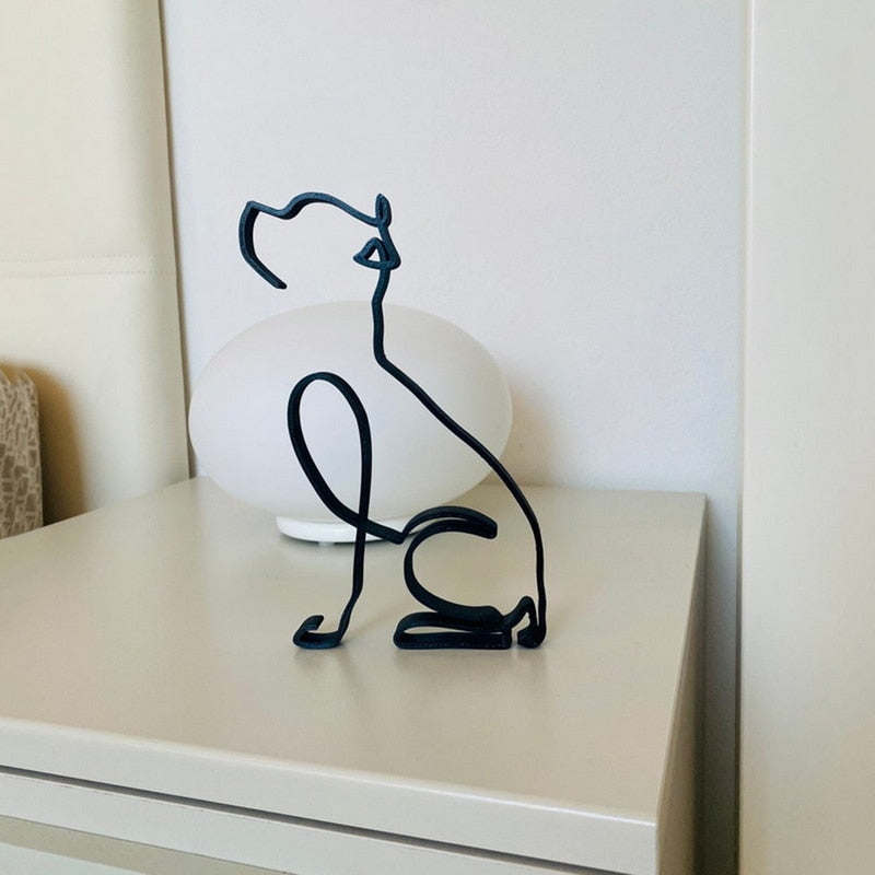 Minimalistisk Metall Hundeskulptur for Hjem og Kontor