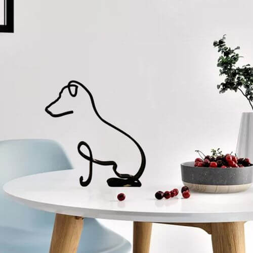 Minimalistisk Metall Hundeskulptur for Hjem og Kontor