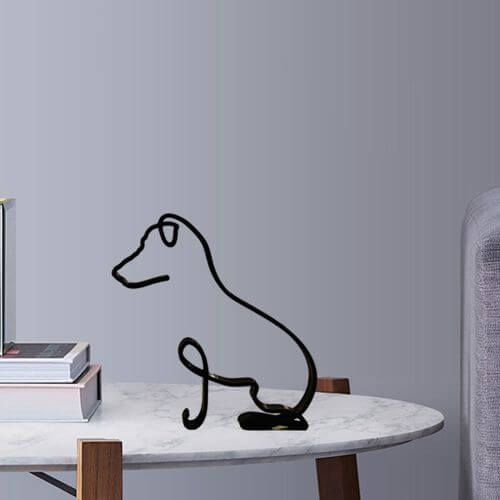 Minimalistisk Metall Hundeskulptur for Hjem og Kontor