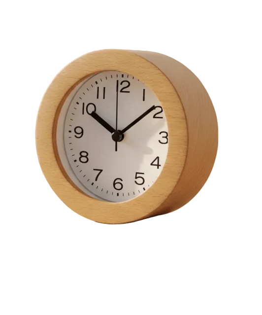 Minimalistisk Stillegående Vekkerklokke i Tre
