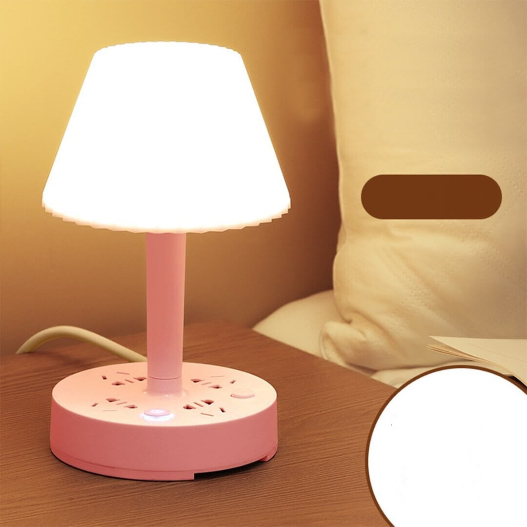 Multifunksjonell Bordlampe med USB &amp; Stikkontakter