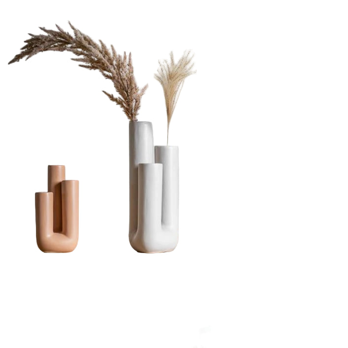 Moderne Dekorativ Vase: Elegant Trerørs Design for Hjemmet