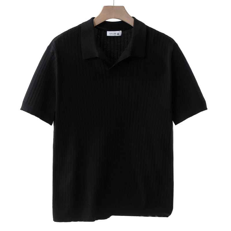 Herre Strikket Poloskjorte – Moderne Stil og Komfort