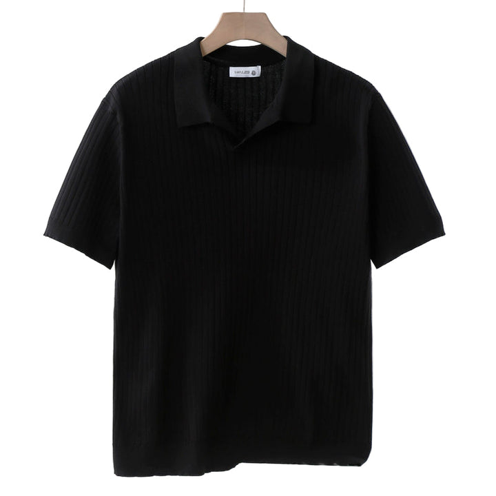 Herre Strikket Poloskjorte – Moderne Stil og Komfort