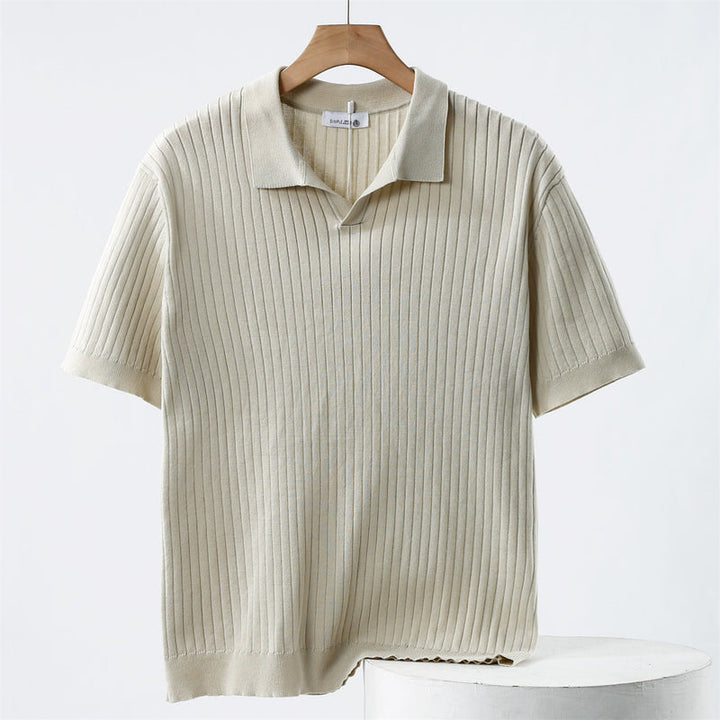 Herre Strikket Poloskjorte – Moderne Stil og Komfort