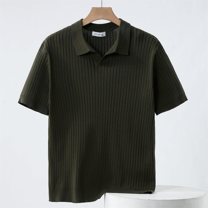 Herre Strikket Poloskjorte – Moderne Stil og Komfort