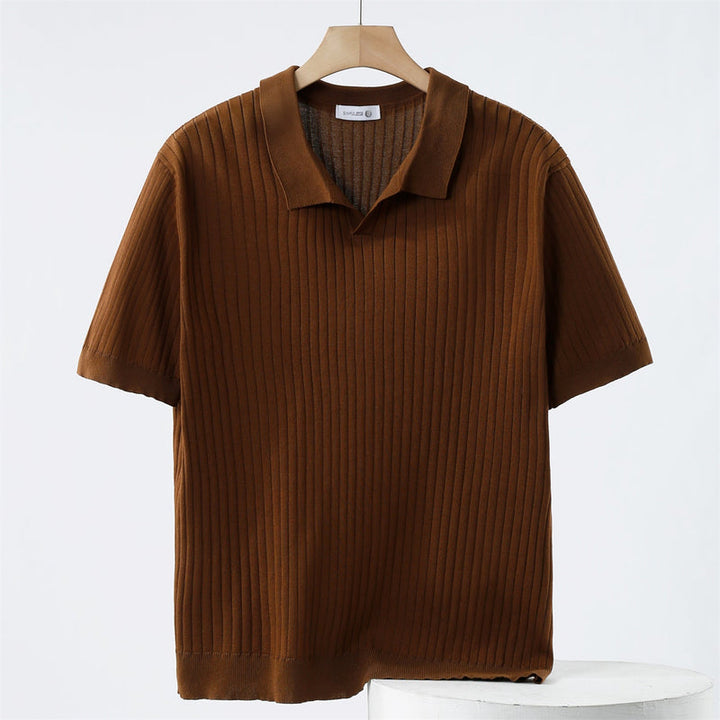 Herre Strikket Poloskjorte – Moderne Stil og Komfort