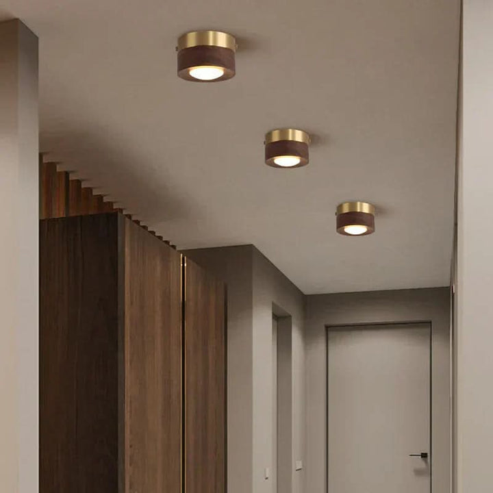 Taklampe med Varm LED &amp; Elegant Valnøtt-Look