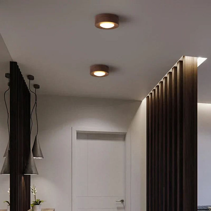Taklampe med Varm LED &amp; Elegant Valnøtt-Look