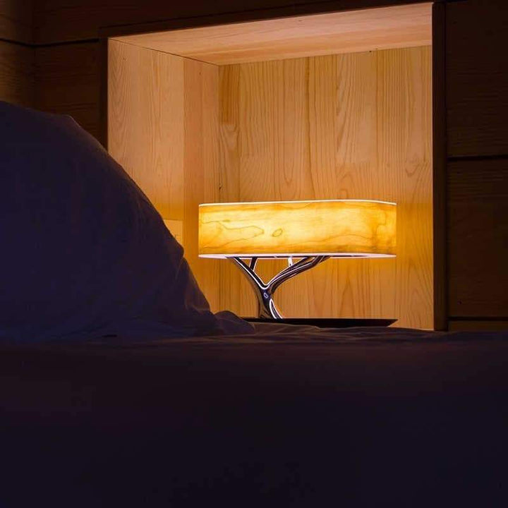 Multifunksjonell Trebordlampe med Trådløs Lading &amp; Bluetooth-høyttaler