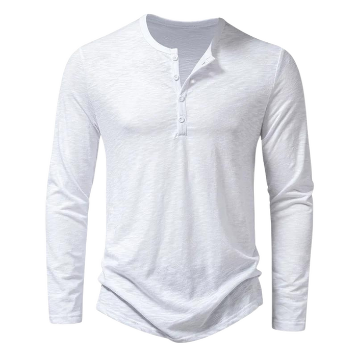 T-shirt Henley da uomo a maniche lunghe con chiusura a bottoni