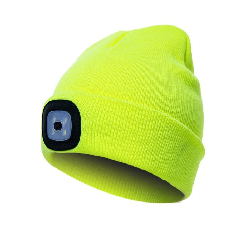 Unisex Oppladbar Strikket Lue med LED Lys – Perfekt for Mørke Kvelder