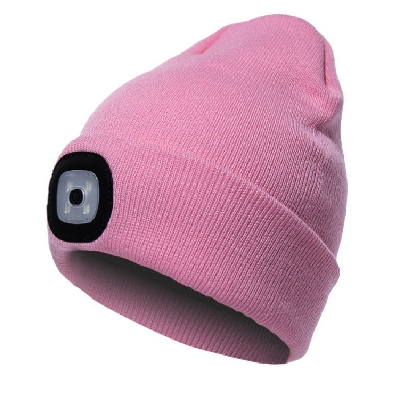 Unisex Oppladbar Strikket Lue med LED Lys – Perfekt for Mørke Kvelder