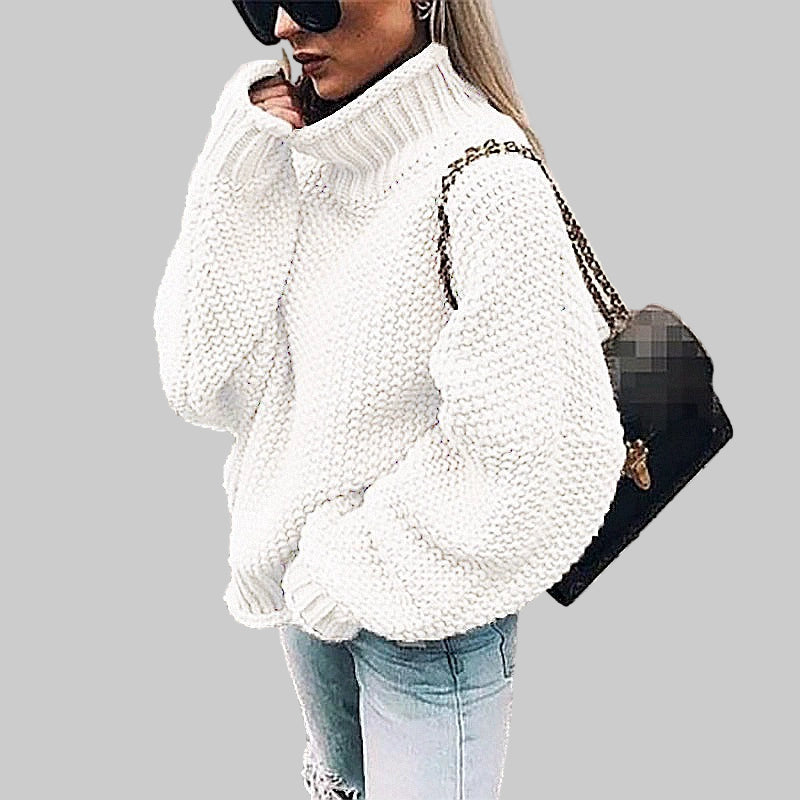 Oversized Strikkegenser for Damer: Perfekt Høy Hals &amp; Batwing-Ermer