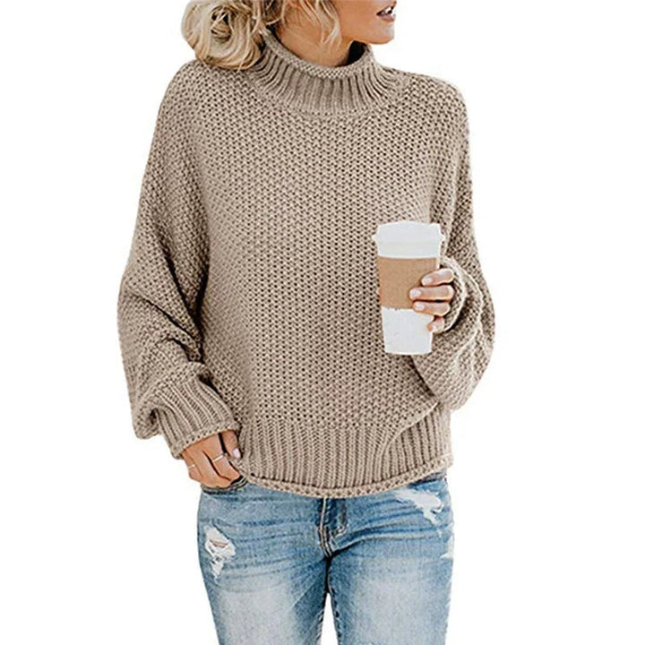 Oversized Strikkegenser for Damer: Perfekt Høy Hals &amp; Batwing-Ermer