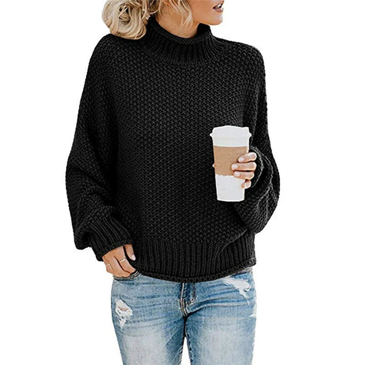 Oversized Strikkegenser for Damer: Perfekt Høy Hals &amp; Batwing-Ermer