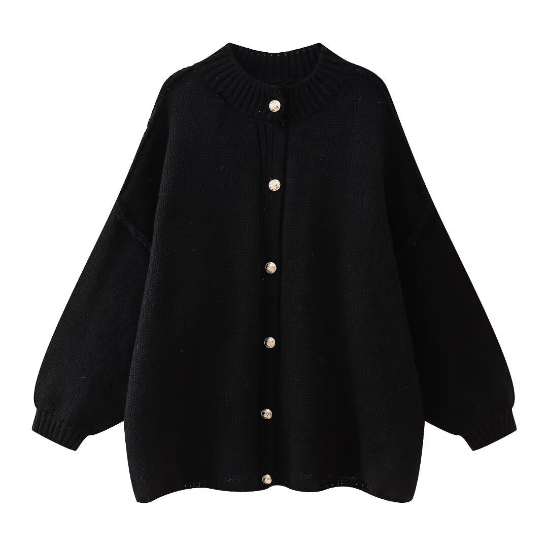 Komfortabel Oversized Dame Cardigan med Knapper