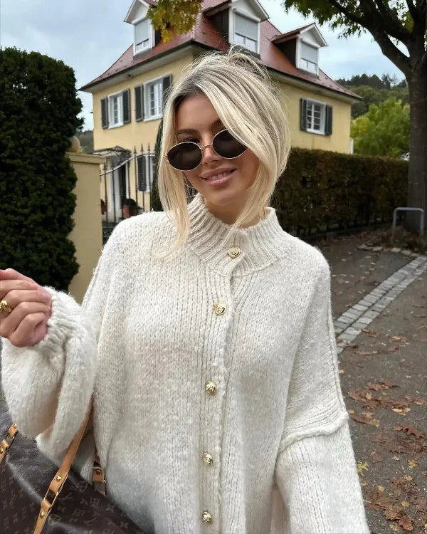 Komfortabel Oversized Dame Cardigan med Knapper