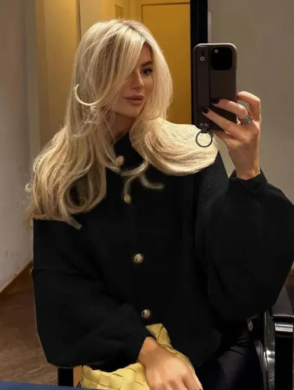 Komfortabel Oversized Dame Cardigan med Knapper
