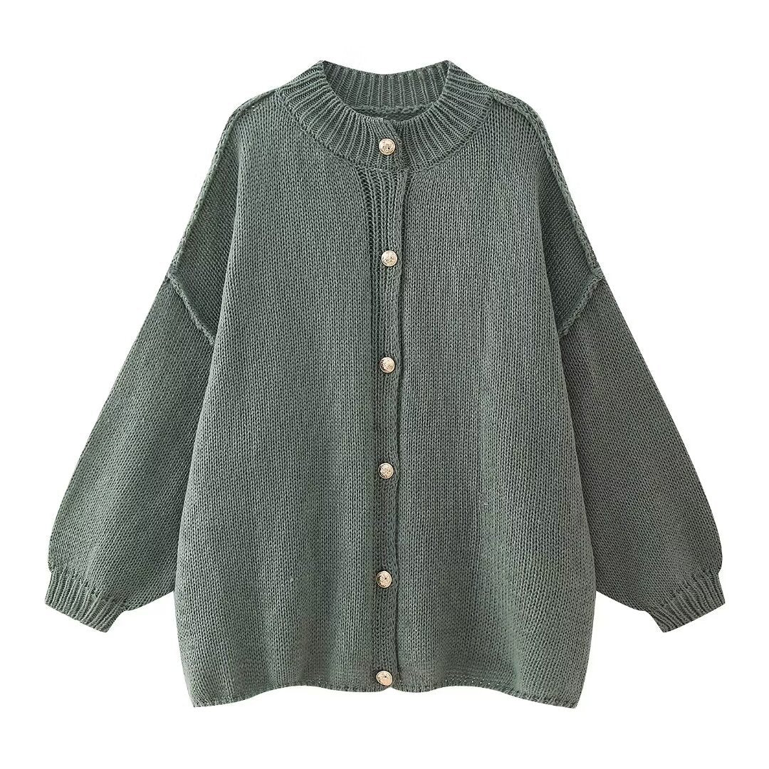 Komfortabel Oversized Dame Cardigan med Knapper