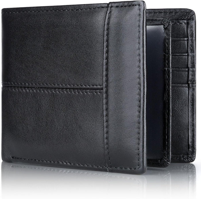 Cartera de cuero para hombre con protección RFID y bolsillos para tarjetas de crédito