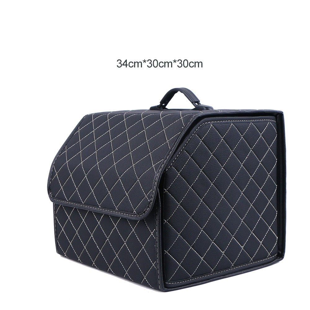 Premium Sammenleggbar Bil Bagasjerom Organizer i PU-skinn