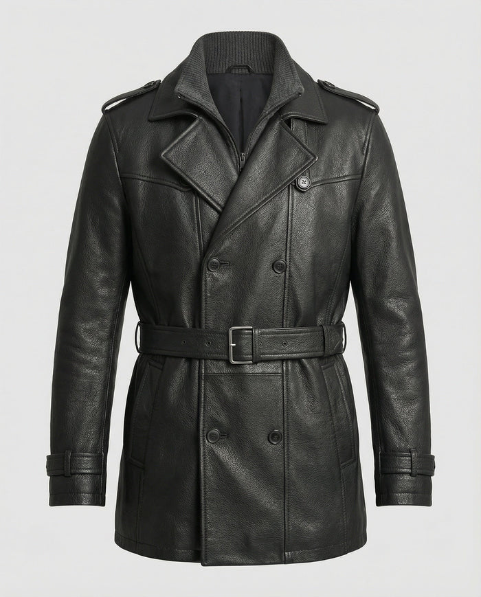 Herre Dobbeltknappet Trenchcoat med Umlegekrave