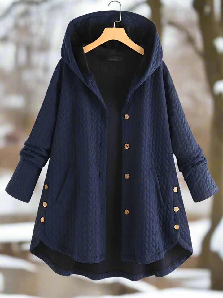 Dame Vinterjakke – Quiltet, Oversized med Hette og Asymmetrisk Kant