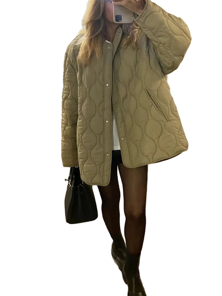 Dame Quiltet Vinterjakke med Komfortabel Oversized Passform