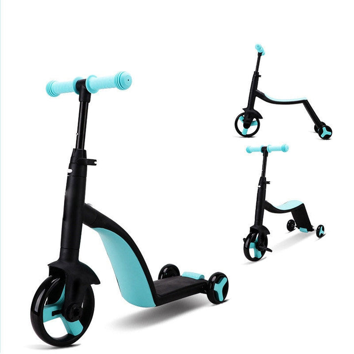 3-i-1 Barnescooter: Balanse-, Trehjulssykkel &amp; Sparkesykkel