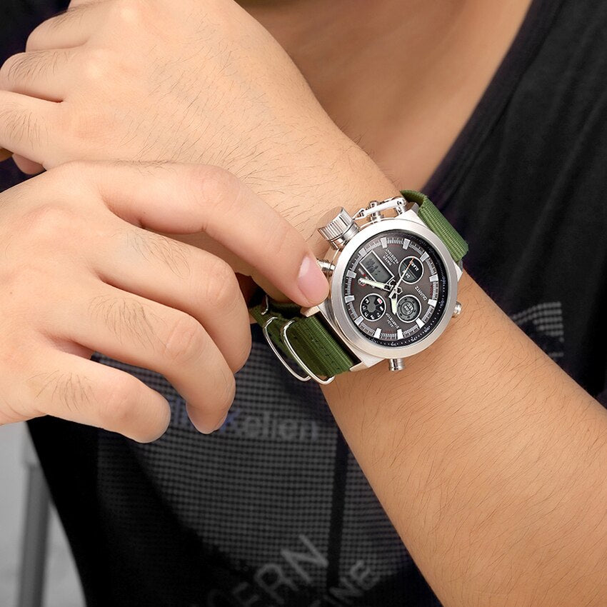 Militærklokke for Menn – Robust med Dual Display