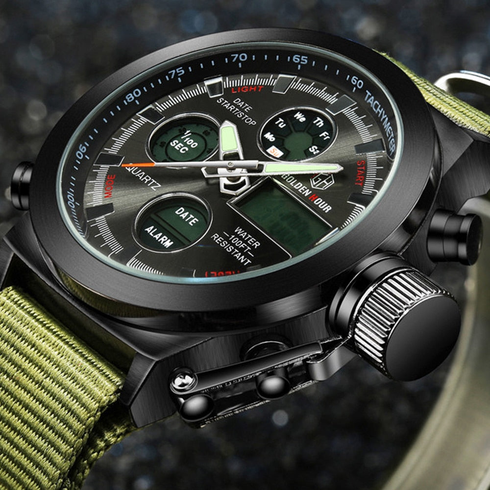 Militærklokke for Menn – Robust med Dual Display