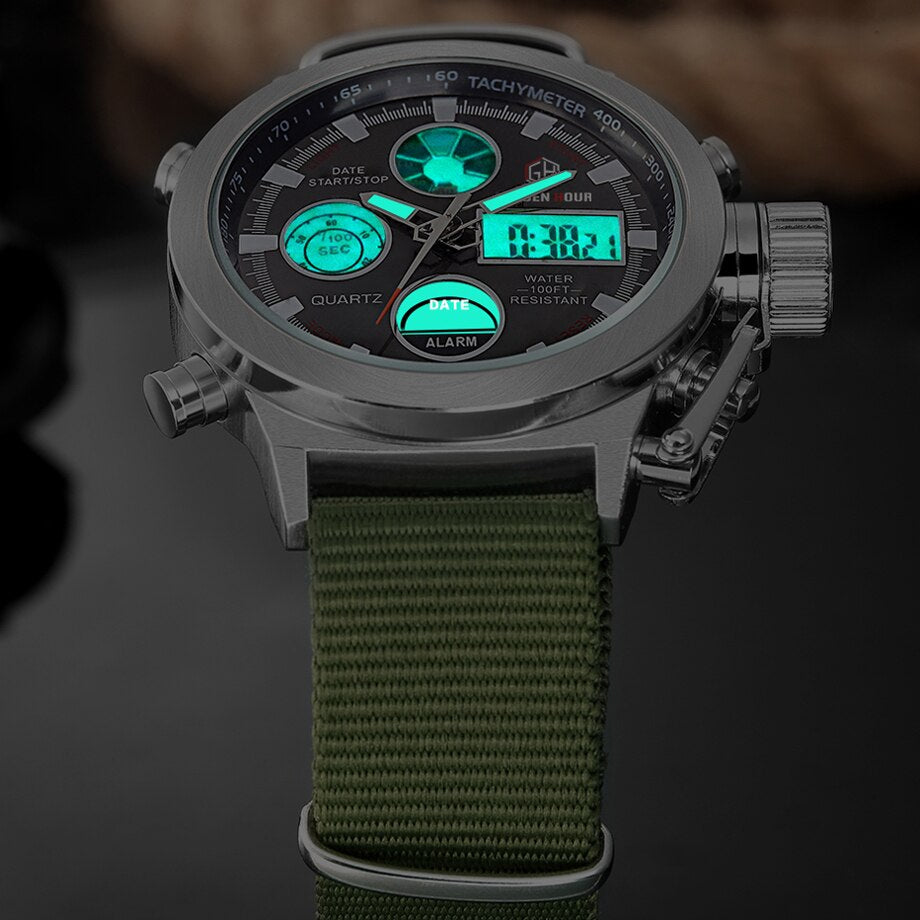 Militærklokke for Menn – Robust med Dual Display