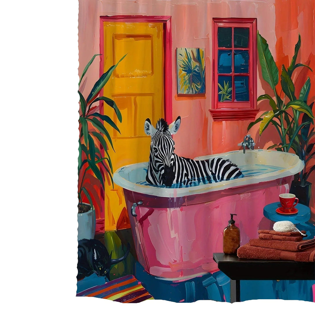 Rosa Dusjforheng med Trendy Zebra-design for Badet