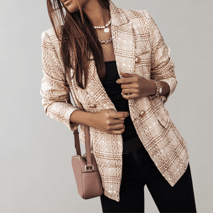 Damens Blazer med Rutemønster - Klassisk Stil | Tidløst Design