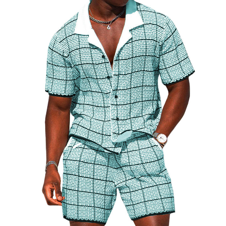 Herre To-delt Sett – Kortermet Skjorte &amp; Shorts for Sommeren