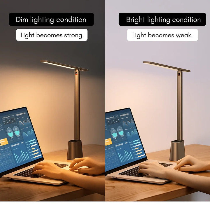 Sammenleggbar LED Bordlampe med Dimming – Ideell for Hjemmekontoret