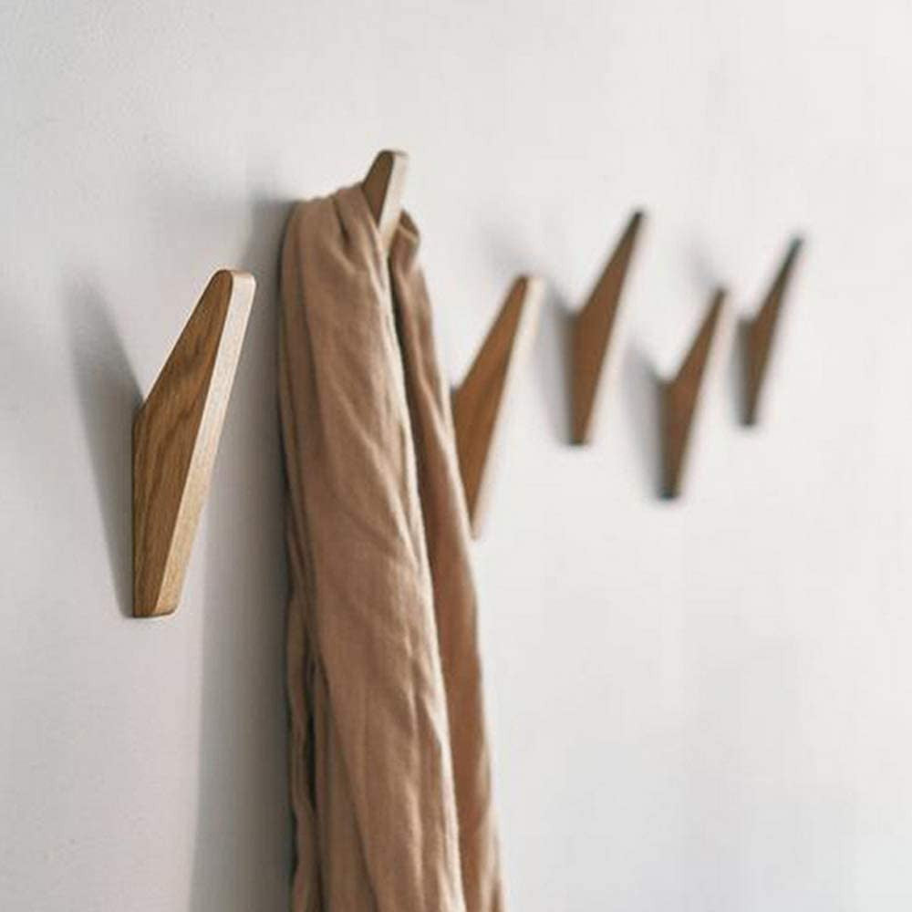Minimalistiske Vægkroge i Træ 6 Stk. med Afrundet Design