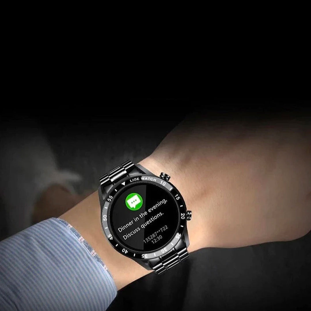 Smartklokke for Menn med Bluetooth og Pulsmåler