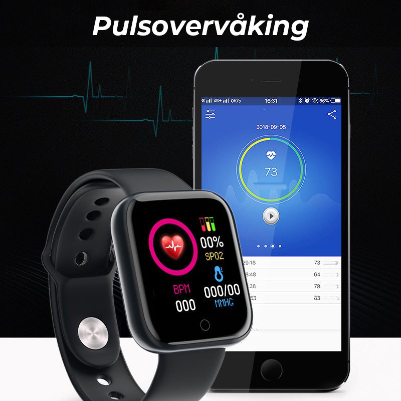 Smartklokke med Pulsmåler – Multifunksjon IP67 Vanntett