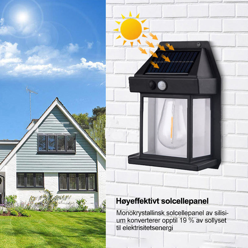 Solar Vegglampe Utendørs - Solcelledrevet LED | Smart Sensor