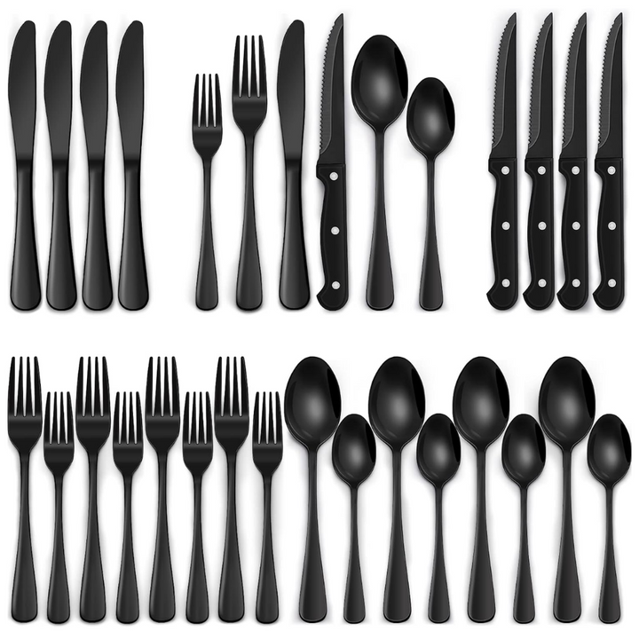 Bestikksett 24 Deler Sort – Moderne Design for 4 Personer