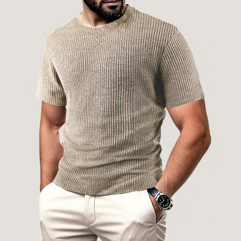 Herre T-skjorte med Jacquard-Mønster for Komfort og Stil