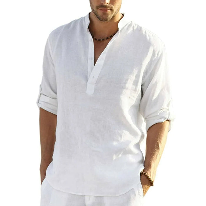 Chemise Henley slim pour homme, en tissu léger et respirant